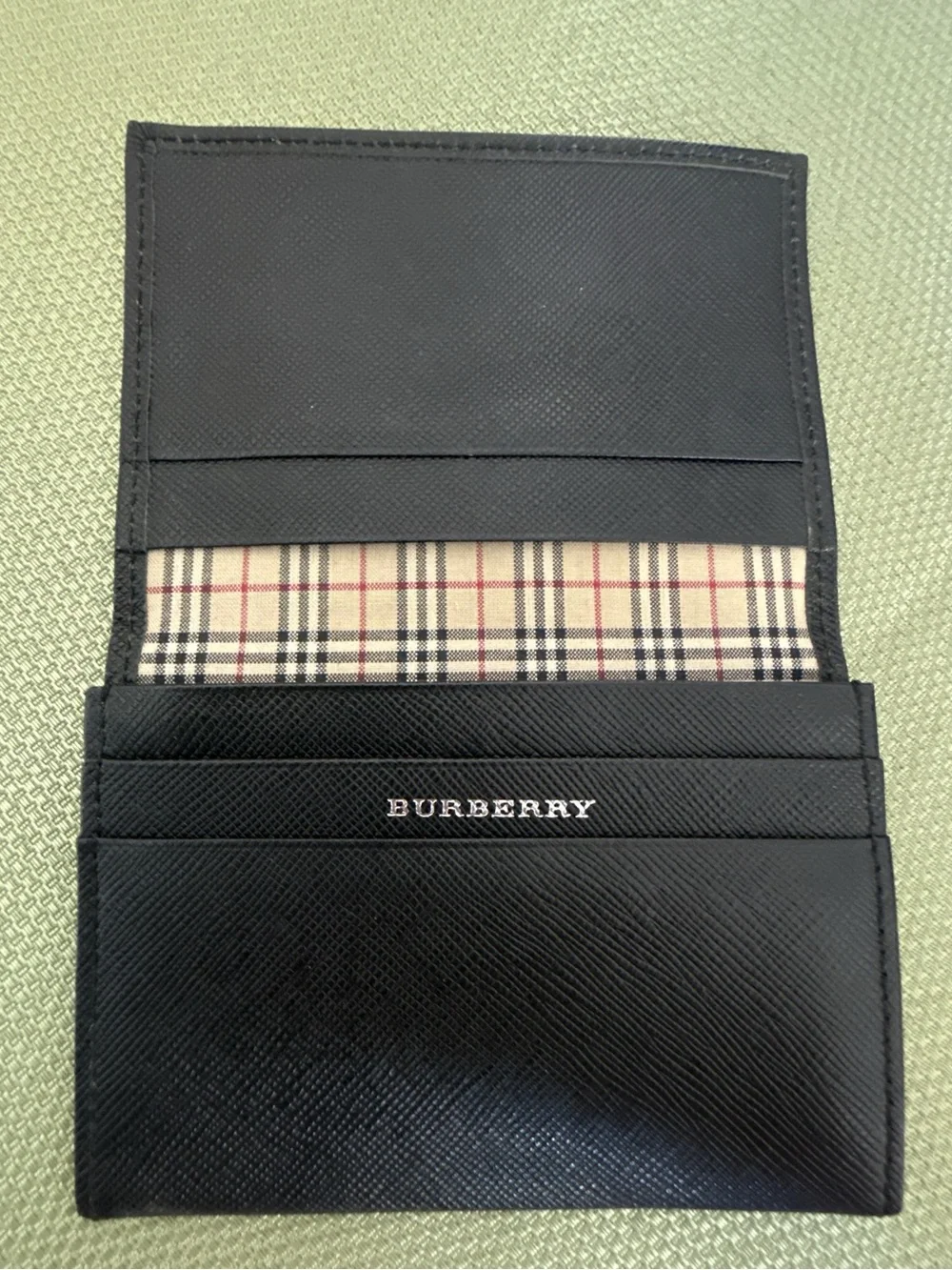 Burberry Black Saffiano Leather Card Sleeve w/COA